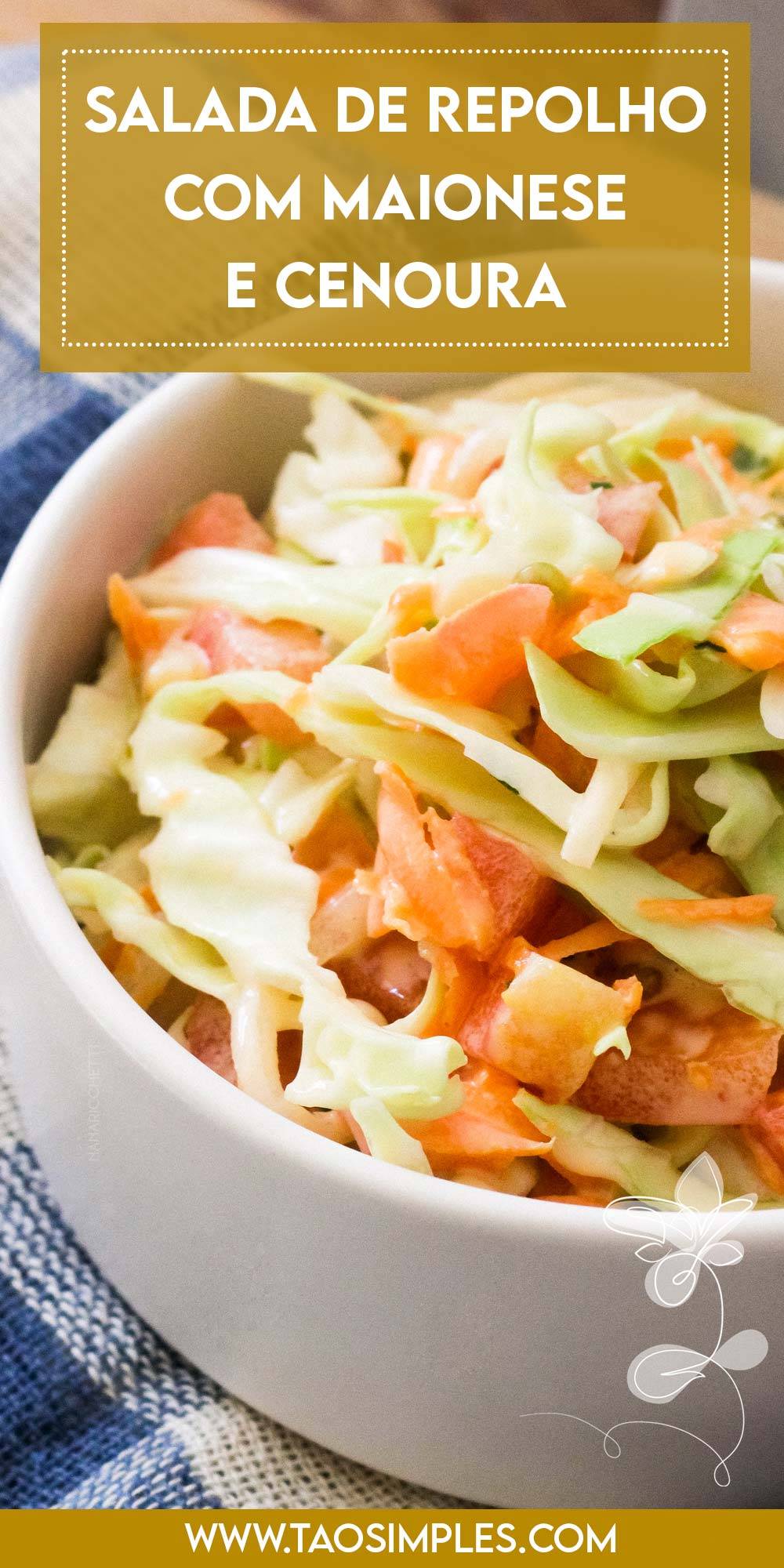 Receita de Salada de Repolho com Cenoura e Maionese - muito simples de fazer, em poucos minutos, terá uma salada maravilhosa para servir.