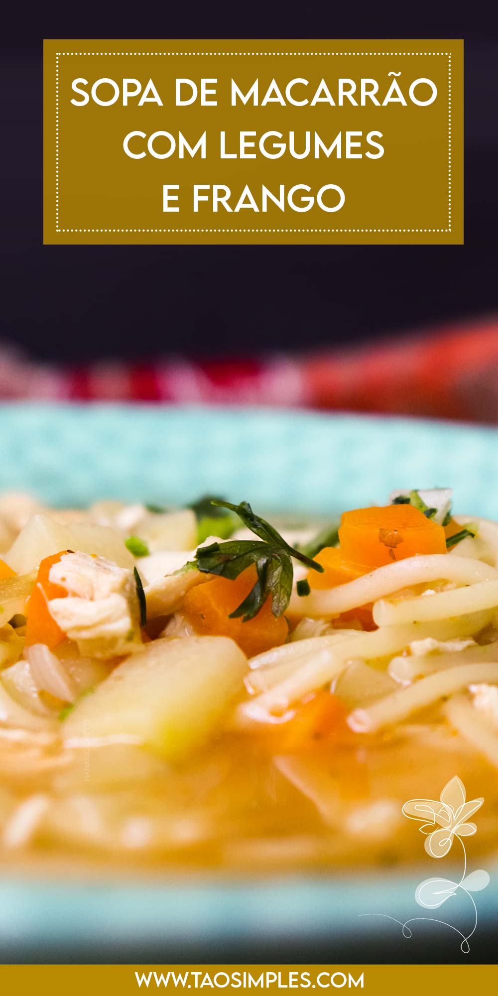 Receita de Sopa de Macarrão com Legumes e Frango - simples e perfeito para os dias frios.