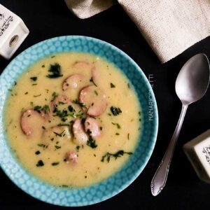 Receita de Sopa de Fubá com Linguiça Calabresa - para espantar o frio do inverno.