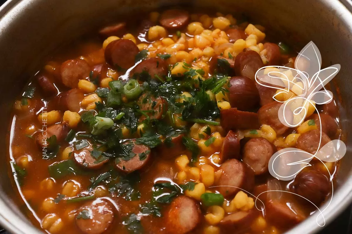 Receita de Canjica Salgada com Calabresa - faça um delicioso almoço de São João.