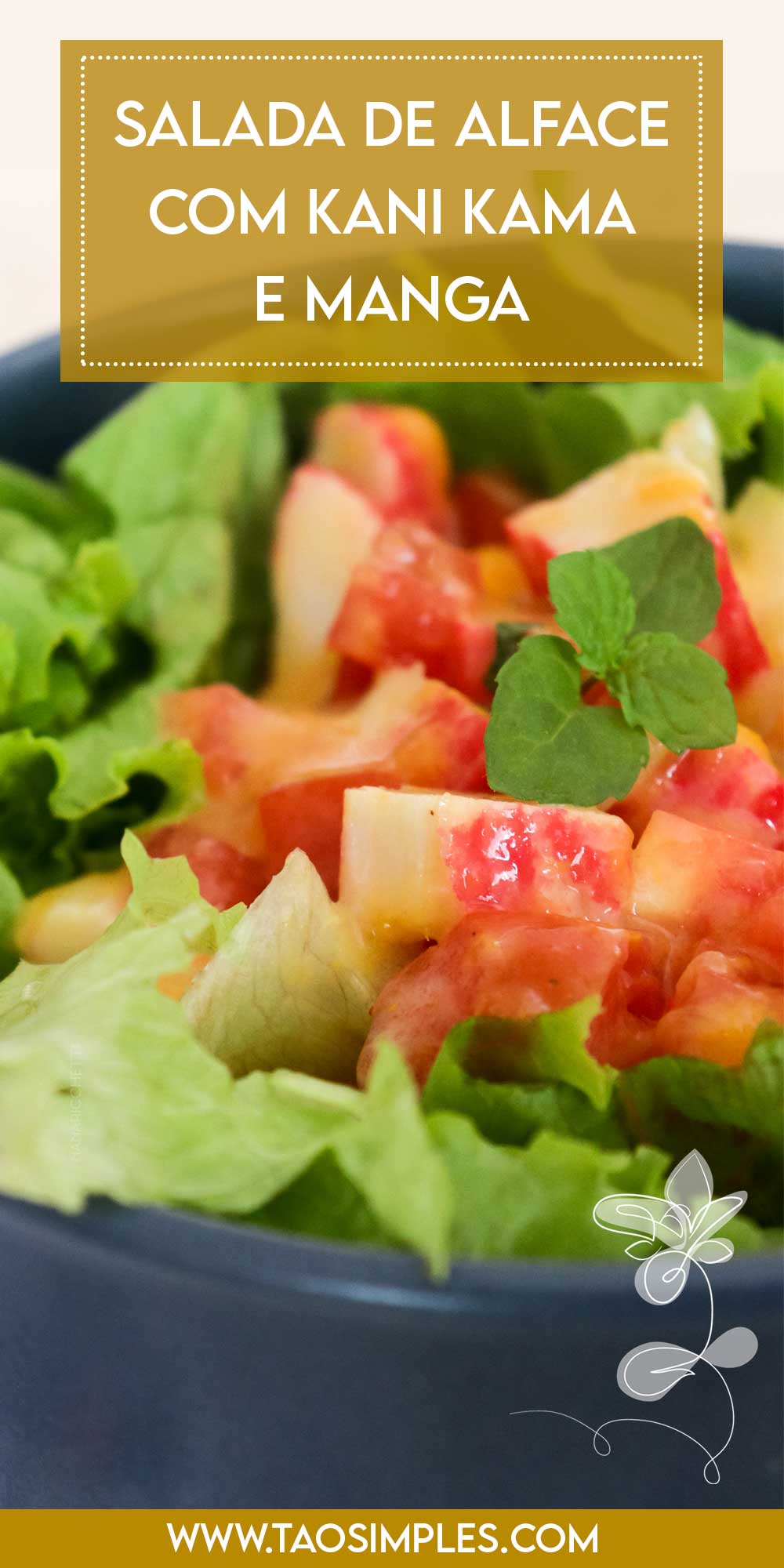 Receita de Salada de Alface com Kani Kama e Manga - faça uma salada para surpreender toda a família.